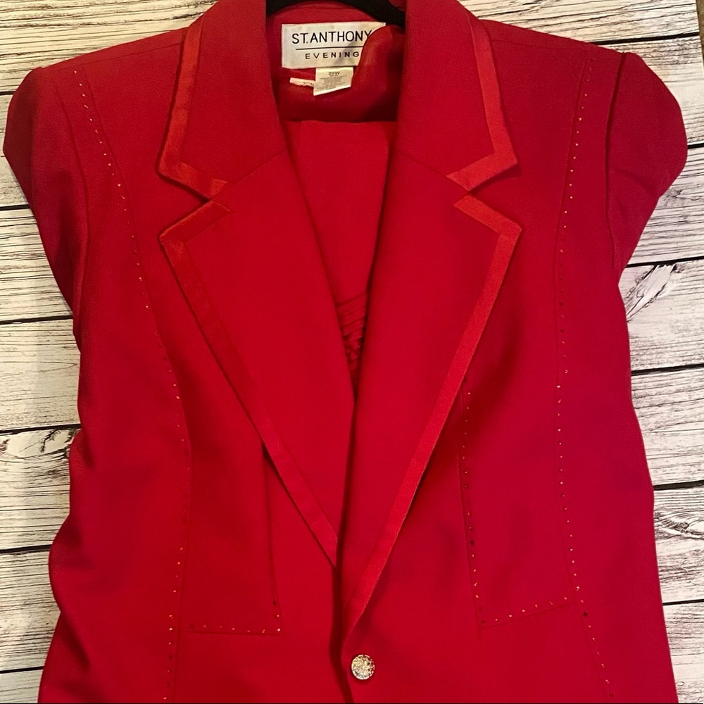 St Anthony Elegant Evening Wear Size 20W Red 3 Piece Suit